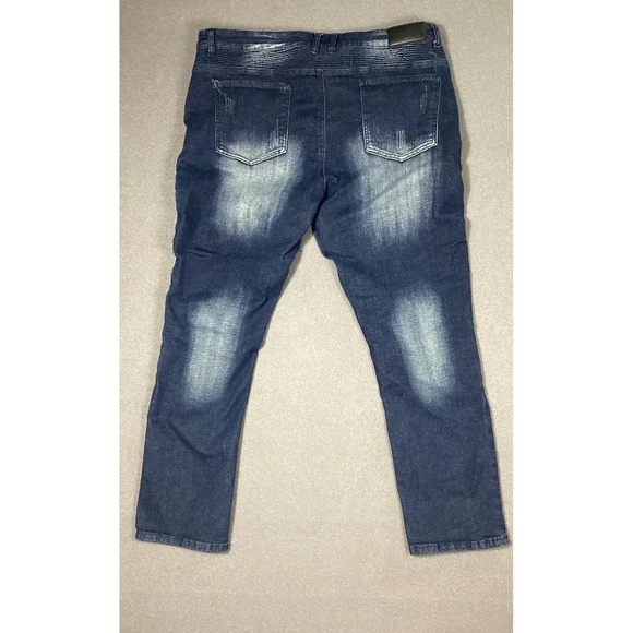 RXXKKK‎ Men's Zipper Biker Regular Fit Flex Jeans Size 42 Streetwear Moto Denim - Picture 2 of 5